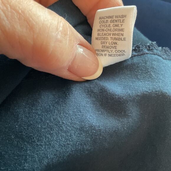 Cato Blue and White Polka Dot Boho Peasant Cottage Detailed Sleeve Blouse SZ L - Picture 7 of 8